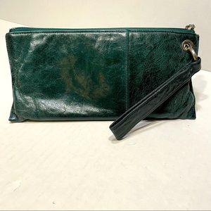 The Original Hobo Green Leather Wristlet